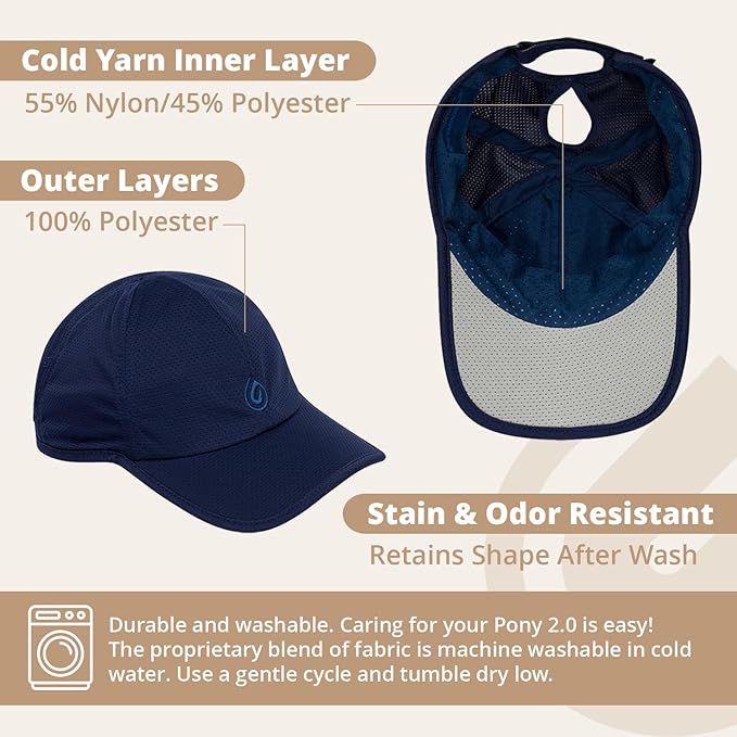 Pony 2.0 Sweat-Wicking Ponytail Hat for Women - Adjustable Baseball Cap for Running, Workouts, Tennis & Outdoors