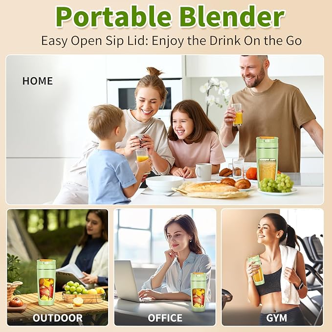 Portable Blender Cup 600ml - Large Capacity Travel Mug for Shakes, Smoothies & Juices | USB Rechargeable Personal Blender with Multi-Blade Tech & High-Power Motor (White)