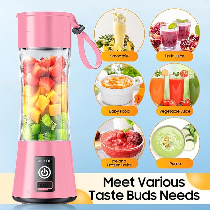 Portable Blender for Smoothies & Shakes - Personal Blender with 12Oz Traveling Cup, BAP Free, 6 Stainless Steel Blades, Freshly Squeezed for Office/Picnic/Sports