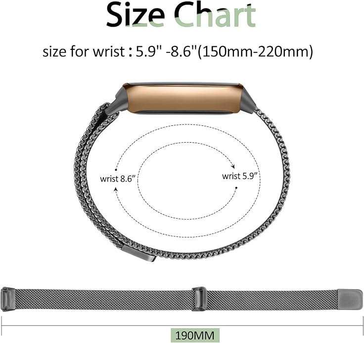 Amzpas Metal Band Compatible with Fitbit Luxe Bands for Women Men, Stainless Steel Mesh Loop Wristband Replacement Strap for Fitbit Luxe/Luxe Special Edition Fitness Tracker