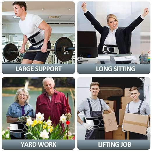 Back Braces for Lower Back Pain Relief with large support plate, Breathable Back Support Belt for Men/Women for work, for Herniated Disc, Sciatica