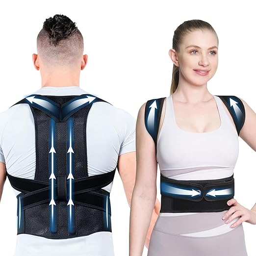 Back Brace Posture Corrector for Women and Men, Full Back Support, Back Pain Relief, Scoliosis and Hunchback Correction Black (Black, X-Large)
