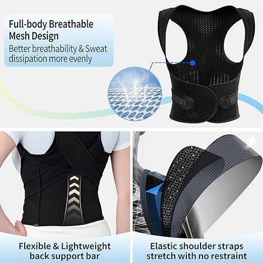 Posture Corrector for Women and Men, Adjustable Full Back Straightener, Back Brace for Upper and Lower Back Pain Relief, Scoliosis, Dowagers Hump, Hunchback, Thoracic, Spine Corrector (Small)