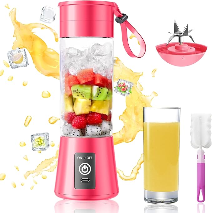 Personal Blender for Shakes and Smoothies - 2025 Upgraded 14 Oz Portable Blender with 6 Blades, Cordless & Type-C USB Rechargeable, BAP Free Juice Cup Freshly Squeezed for Picnic/Sprots