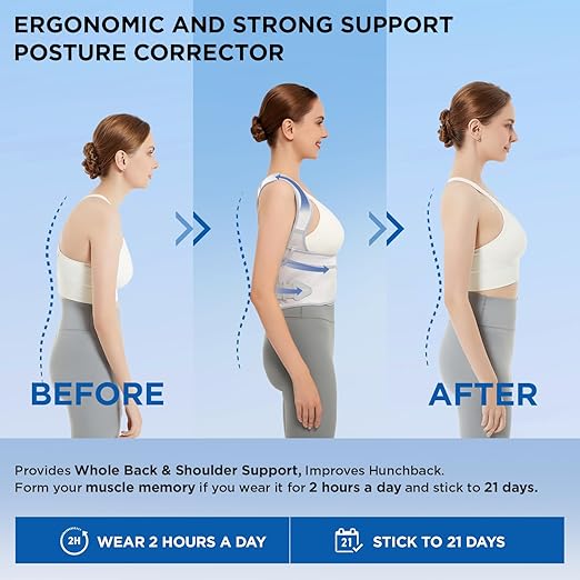Back Posture Corrector Support for Women: Posture Brace for Men - Shoulders Straightener Relieve Upper Back Pain (Gray, Small)