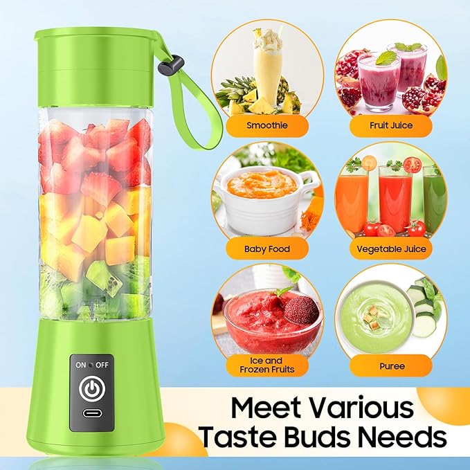 Personal Blender for Shakes and Smoothies - 2025 Upgraded 14 Oz Portable Blender with 6 Blades, Cordless & Type-C USB Rechargeable, BAP Free Juice Cup Freshly Squeezed for Picnic/Sprots