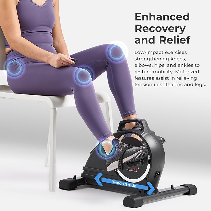 Sunny Health & Fitness Dual Function Under-Desk Bike Trainer, Mini Exercise Machine for Senior Training, Arm/Leg Cardio Cycle Workout, Optional Magnetic, Motorized & Free SunnyFit App Bluetooth Link