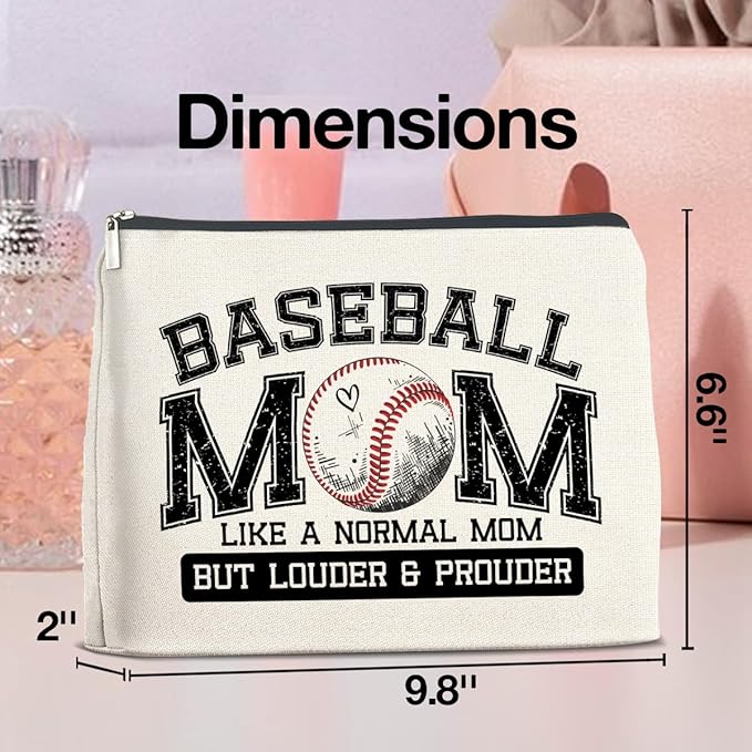 Baseball Mom Gifts for Women Makeup Bag Funny Baseball Mom Cosmetic Bag Zipper Makeup Pouch