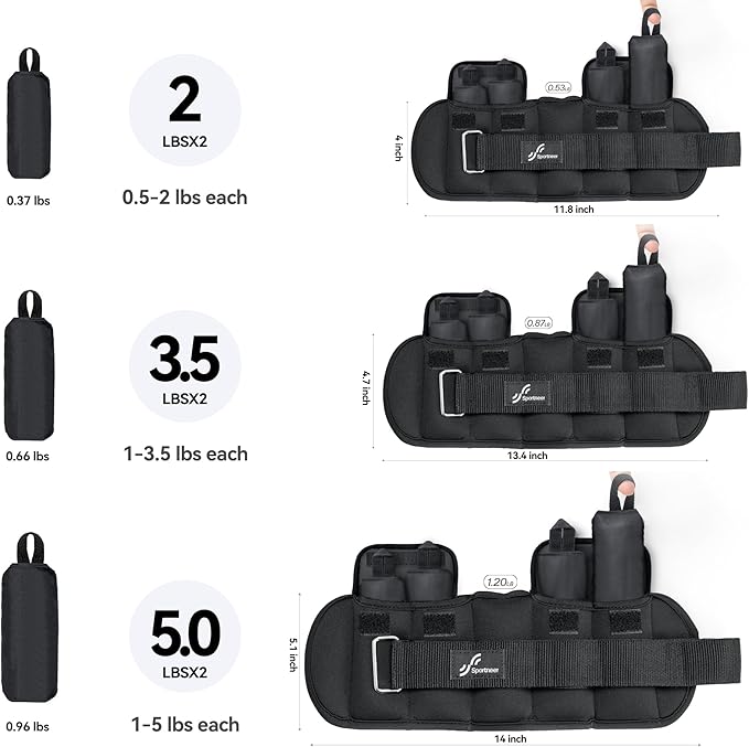 Sportneer Adjustable Ankle Weights for Women and Men:1 1 2 2 3 3 4 4 6 6 7 7 8 8 10 10 lbs