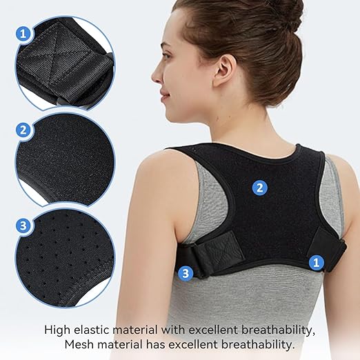 Posture Corrector for Women and Men - Adjustable Posture Corrector Women & Back Support Brace, Upper Spine Support - Neck, Shoulder, Clavicle and Back Pain Relief - Breathable