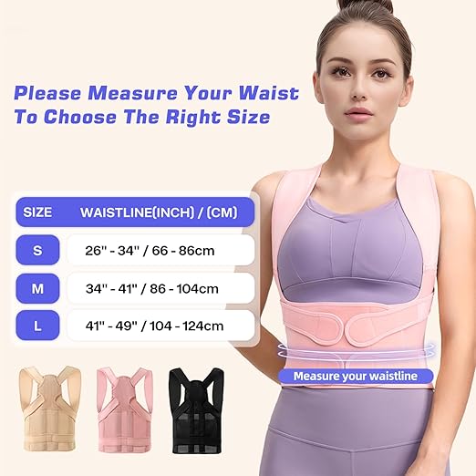 Back Brace Posture Corrector for Women and Men, Full Back Support Straps Straightener, Hunchback Improve Posture-Shoulder, Lumbar and Upper Lower Back Pain Relief (Pink, M)