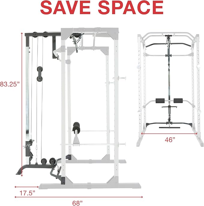 Fitness Reality Squat Rack Power Cage with Optional LAT Pulldown, Cable Crossover