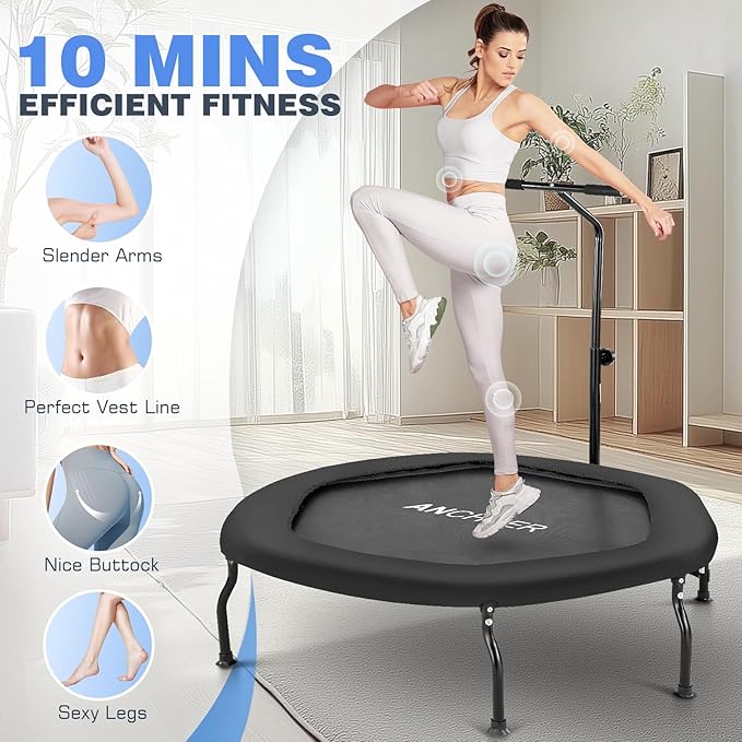 ANCHEER 50" Rebounder Trampoline for Adults- 2025 Foldable 450lbs/550lbs, for