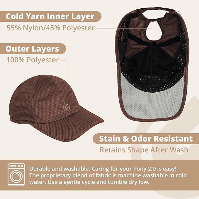 Pony 2.0 Sweat-Wicking Ponytail Hat for Women - Adjustable Baseball Cap for Running, Workouts, Tennis & Outdoors