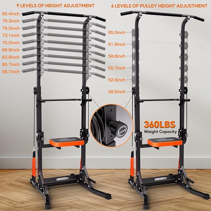 ONETWOFIT Power Tower Pull Up Bar Station Assistive Trainer 360LBS