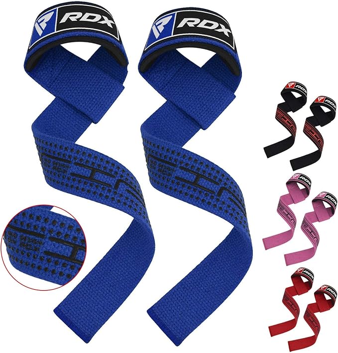RDX Weight Lifting Straps Deadlifting Powerlifting, 5MM Neoprene Wrist Support, Anti Slip 60CM Hand Bar Grip, Heavy Duty Bodybuilding Weightlifting Workout, Soft Cotton, Strength Training Gym Fitness