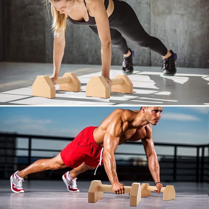 Pushup Stands - Wooden Push Up Bars Gym