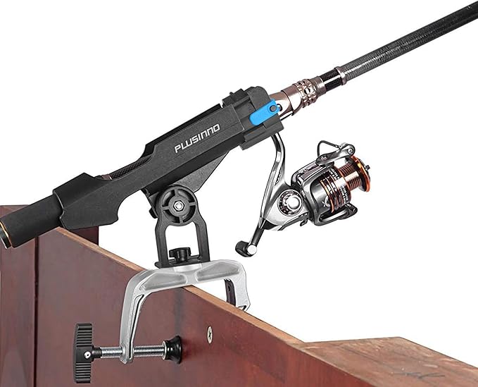 PLUSINNO Fishing Boat Rods Holder Large Clamp Opening 360 Degree Adjustable Fishing Rod Racks Folding Holder