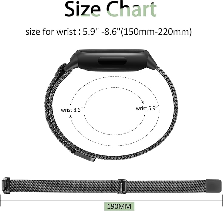 Amzpas band for Fitbit Inspire 3 Bands Women Men, Stainless Steel Mesh Loop Adjustable Magnetic Wristband Replacement Straps Compatible with Fitbit Inspire 3 Fitness Tracker