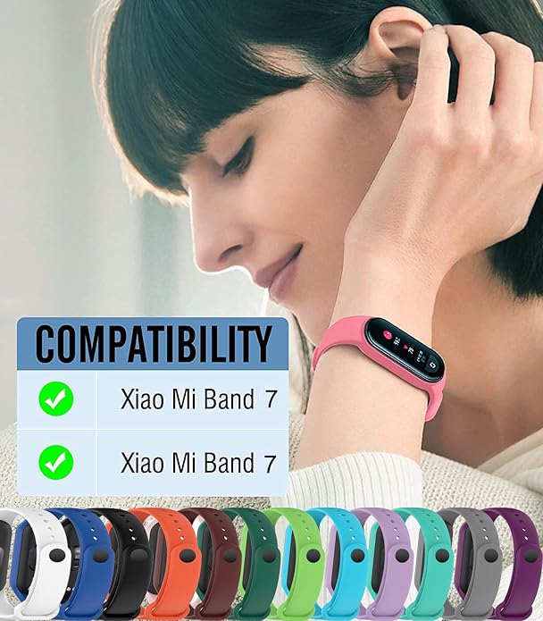 Bands Replacement for Mi Band 7 Strap Wristbands Compatible with Xiaomi Mi Band 7 Smartwatch Accessories Colorful Bracelet for Women Men Silicone Smart Watch Xiaomi 7 Wrist Band