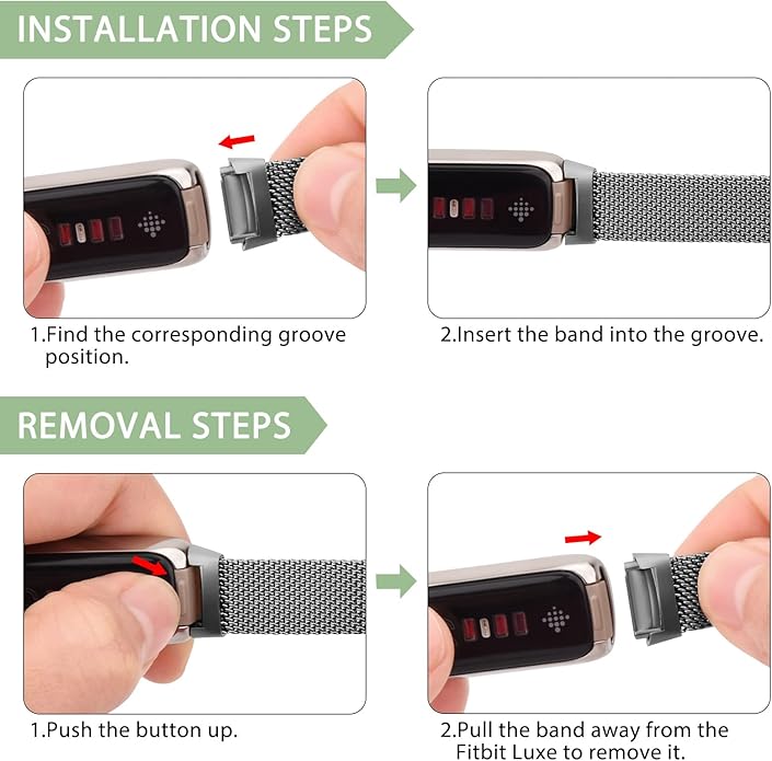 Amzpas Metal Band Compatible with Fitbit Luxe Bands for Women Men, Stainless Steel Mesh Loop Wristband Replacement Strap for Fitbit Luxe/Luxe Special Edition Fitness Tracker