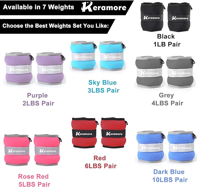 Ankle Weights, 1/2/3/4/5/6/8/10/12 LBS (1 Pair) Wrist Arm