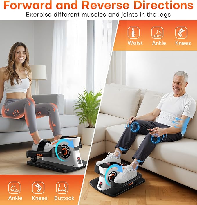 Under Desk Elliptical Machine, Ellipse Leg Exerciser with 15 Adjustable Speeds, Electric Seated Pedal Exerciser Leg Exerciser While Sitting for Seniors with LED Monitor Touch Remote Controls for Home