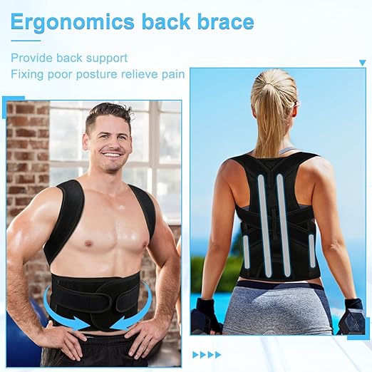 PAZAPO Posture Corrector for Men&Women - Back Brace for Lumbar Support and Upright - Breathable Back Straightener Corrector Posture Improve Neck,Shoulder Pain Relieve,(Large(33-37 Inch))