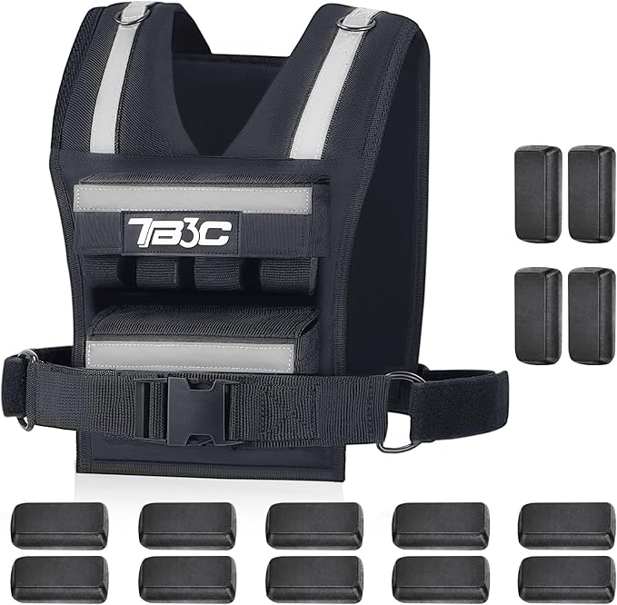 Adjustable Weighted Vest Men 19lbs/ 30lbs/ 40lbs Weights with Reflective Stripe, Weight Vest Woman Workout Vest for Crossfit, Calisthenics, Running & Walking.