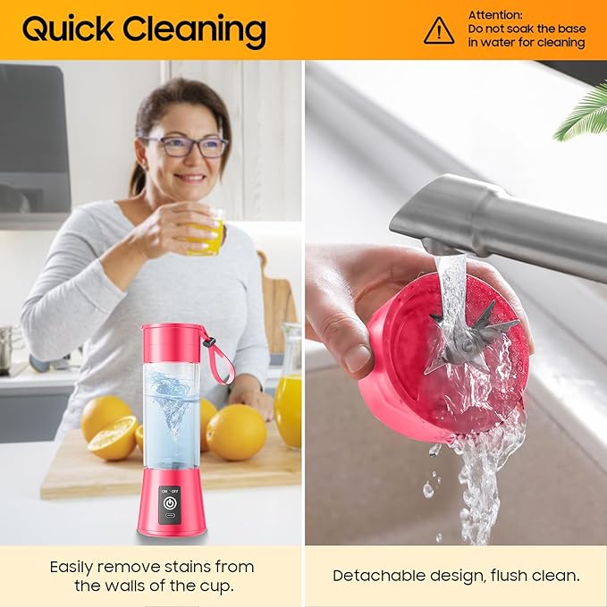 Personal Blender for Shakes and Smoothies - 2025 Upgraded 14 Oz Portable Blender with 6 Blades, Cordless & Type-C USB Rechargeable, BAP Free Juice Cup Freshly Squeezed for Picnic/Sprots