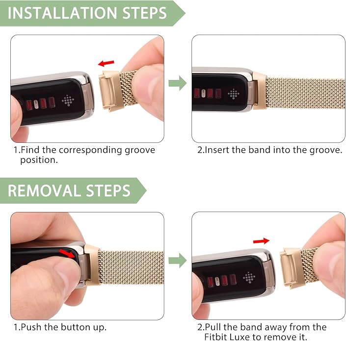 Amzpas Metal Band Compatible with Fitbit Luxe Bands for Women Men, Stainless Steel Mesh Loop Wristband Replacement Strap for Fitbit Luxe/Luxe Special Edition Fitness Tracker