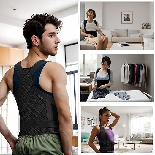 Back Brace Posture Corrector for Women and Men, Full Back Support Straps Straightener, Hunchback Improve Posture-Shoulder, Lumbar and Upper Lower Back Pain Relief (Black, S)