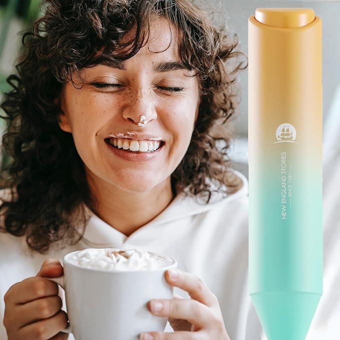Powerful Milk Frother Handheld Foam Maker, Mini Whisk Drink Mixer for Coffee, Cappuccino, Latte, Matcha, Hot Chocolate, No Stand, Meadow