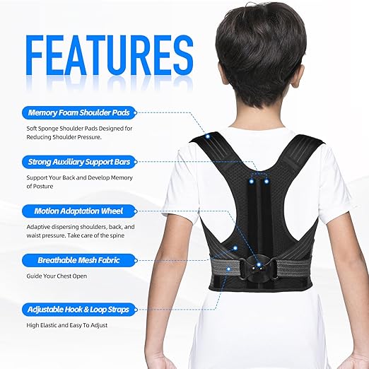 Posture Corrector for Women/Men/Kids, Adjustable Upper Back Brace for Back Pain Relief, Lightweight Posture Support Straightener for Teenagers Boys Girls to Improve Slouch, Prevent Humpback, L