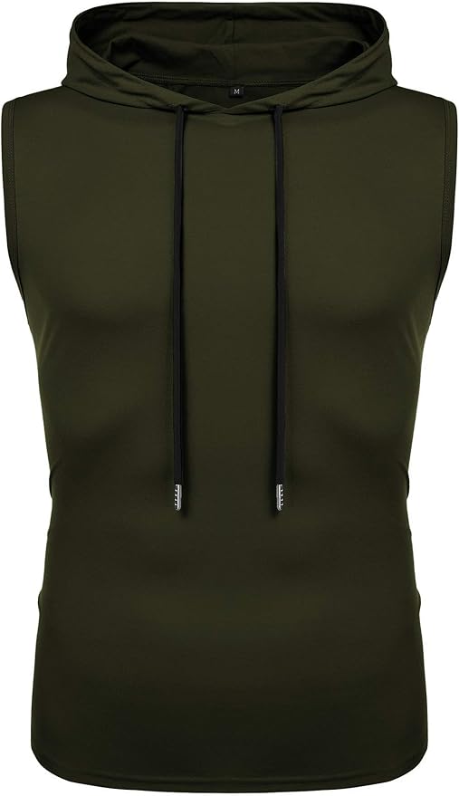 Babioboa Men's Workout Hooded Tank Tops Sleeveless Gym Hoodies Bodybuilding Muscle Shirts