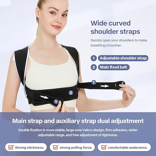Back Brace Posture Corrector for Women and Men,Adjustable Shoulder Straightener Black(Small/Medium)