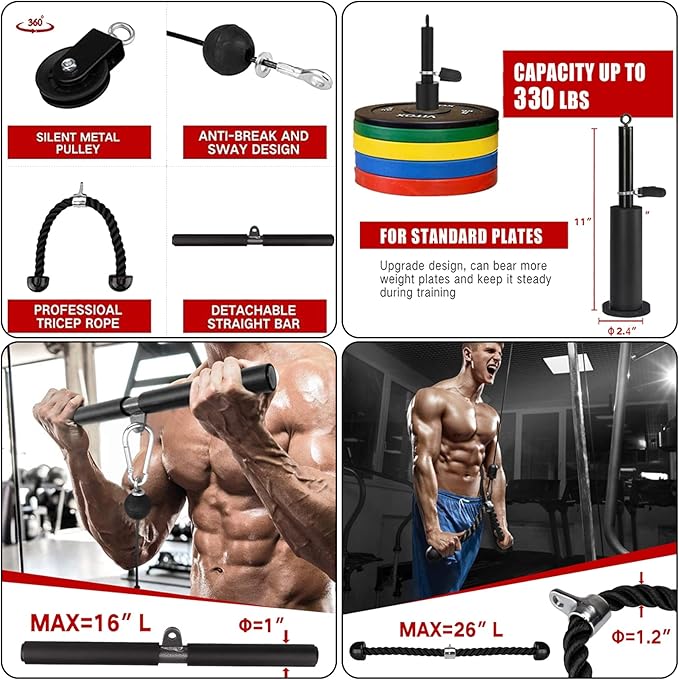 Taeku LAT Pulley System for Home Gym β Strength Training Fitness Equipment Cable Machine for Triceps, Biceps, Back & Shoulder Workouts