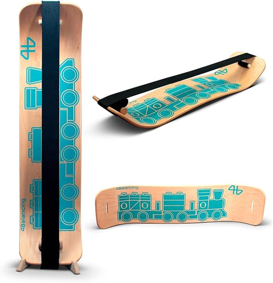 Balance Board for Kids - Slackline Wooden Wobble Board - Slackboard Balance Trainer for Coordination - Training for Skateboard, Snowboard, Football, Soccer, Baseball, Basketball