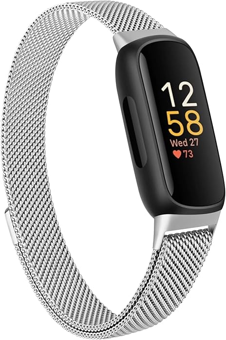 Amzpas band for Fitbit Inspire 3 Bands Women Men, Stainless Steel Mesh Loop Adjustable Magnetic Wristband Replacement Straps Compatible with Fitbit Inspire 3 Fitness Tracker