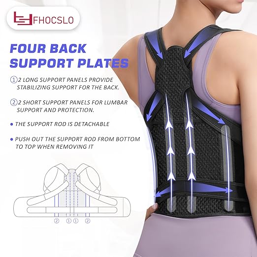Back Brace Posture Corrector for Women and Men, Full Back Support Straps Straightener, Hunchback Improve Posture-Shoulder, Lumbar and Upper Lower Back Pain Relief (Black, L)