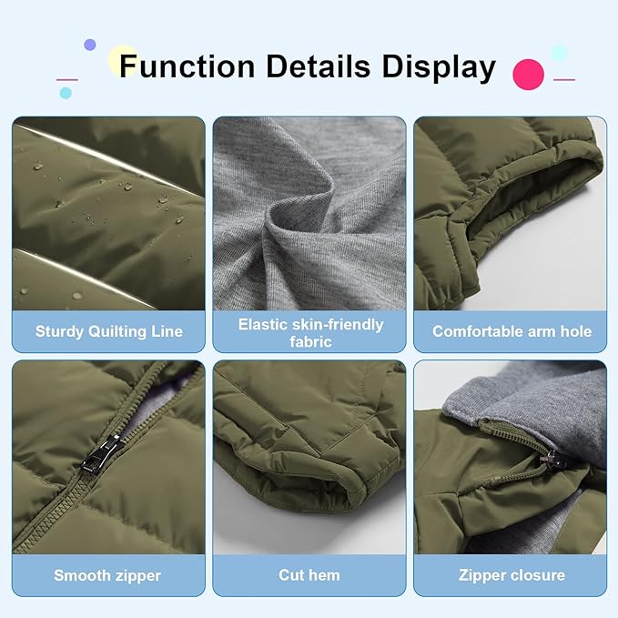 Pursky Girl's and Boy's Warm Puffer Vest Coat Water Resistant Sleeveless Jacket With Detachable Hood for 6-14Y