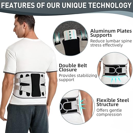 Back Braces for Lower Back Pain Relief with large support plate, Breathable Back Support Belt for Men/Women for work, for Herniated Disc, Sciatica