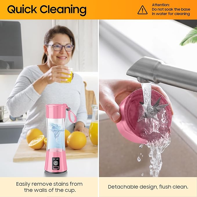 Portable Blender for Smoothies & Shakes - Personal Blender with 12Oz Traveling Cup, BAP Free, 6 Stainless Steel Blades, Freshly Squeezed for Office/Picnic/Sports
