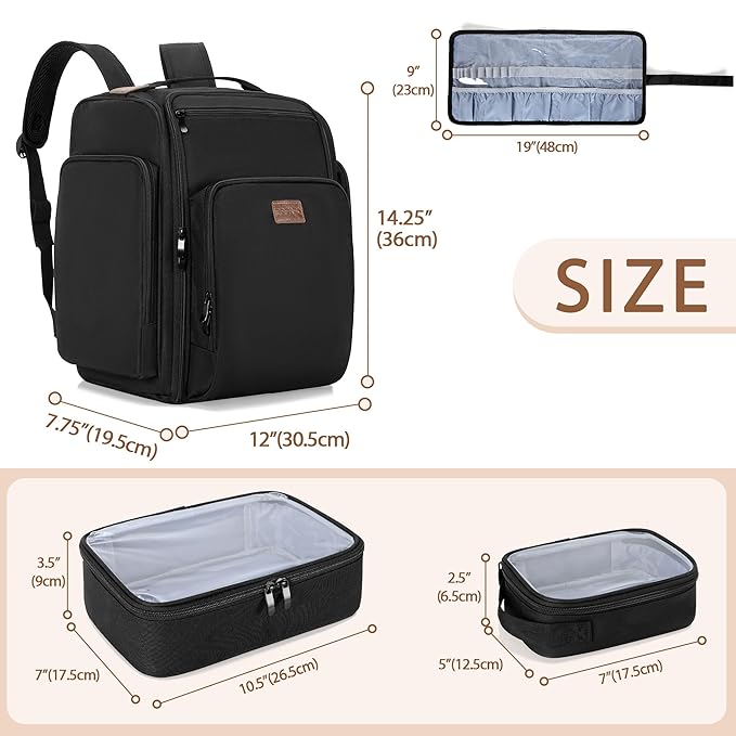 BAFASO Makeup Backpack with 4 Removable Pouches & 1 Brush Bag, Travel Makeup Case with Multiple Storage Spaces for Hair Supplies, Black