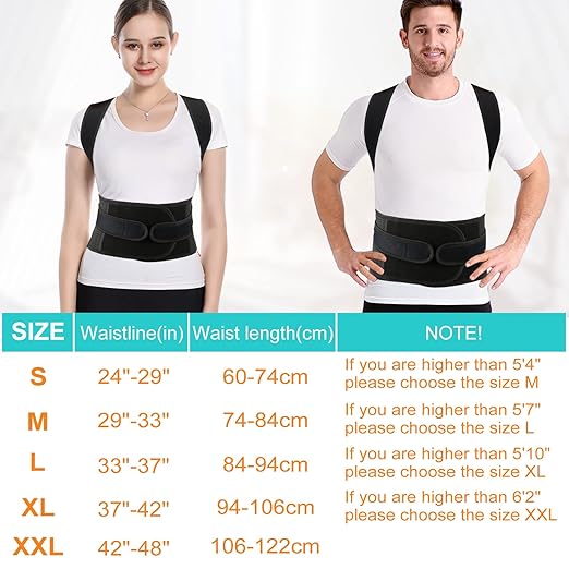Posture Corrector for Men and Women,Adjustable Back Brace for Upper and Lower Back Pain Relief - Back Support Improve and Neck,Shoulder,Back Pain Relieve M(29"-33")