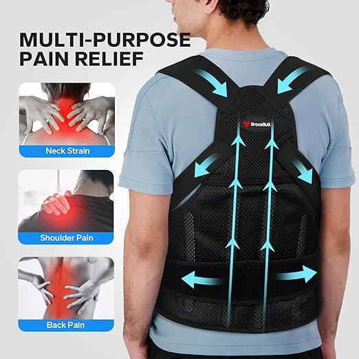 Posture Corrector for Men and Women, Upper Back Support Brace with Adjustable Shoulder Straps for Comfortable Posture Training – Invisible Under Clothing (Large)