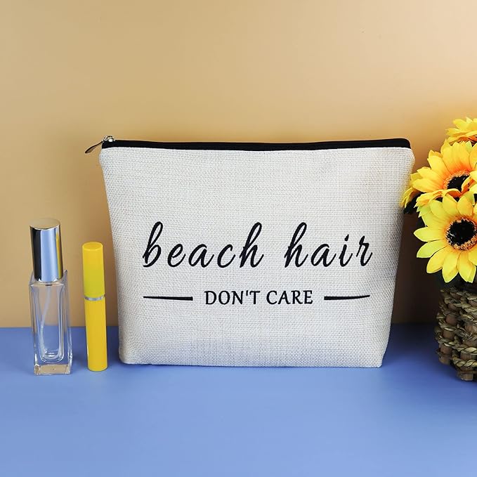 Beach Gifts for Women Beach Lover Makeup Bags Gift Beach Themed Cosmetic Bag Gifts Birthday Christmas Graduation Gift for Women Girl Teens Beach Lover Funny Vacation Gifts Travel Make Up Pouch