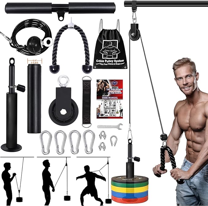 Taeku LAT Pulley System for Home Gym β Strength Training Fitness Equipment Cable Machine for Triceps, Biceps, Back & Shoulder Workouts