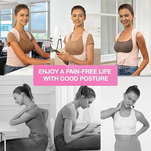 Posture Corrector for Women for Support: Back Brace for Full Back Support - Adjustable Shoulder Straightener for Women and Men (Small)