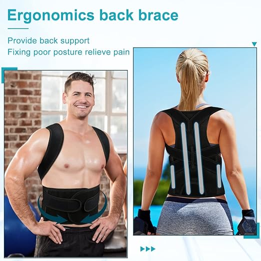 Back Brace Posture Corrector for Women and Men, Relief for Waist, Back and Shoulder Pain, Adjustable and Breathable, Improve Posture M(29"-33")